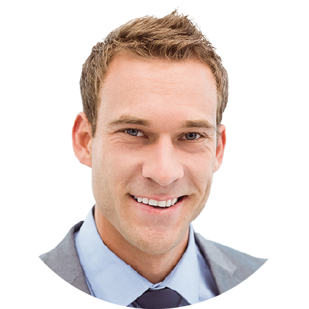 Custom web design template for plug-and-play website from Design BASE. Sample headshot stock photo of finance guy.